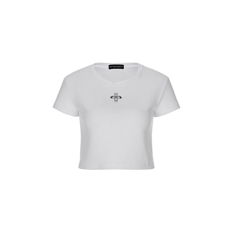 [SURGERY : 써저리] surgery metal clover crop T-shirts &#039;white&#039;