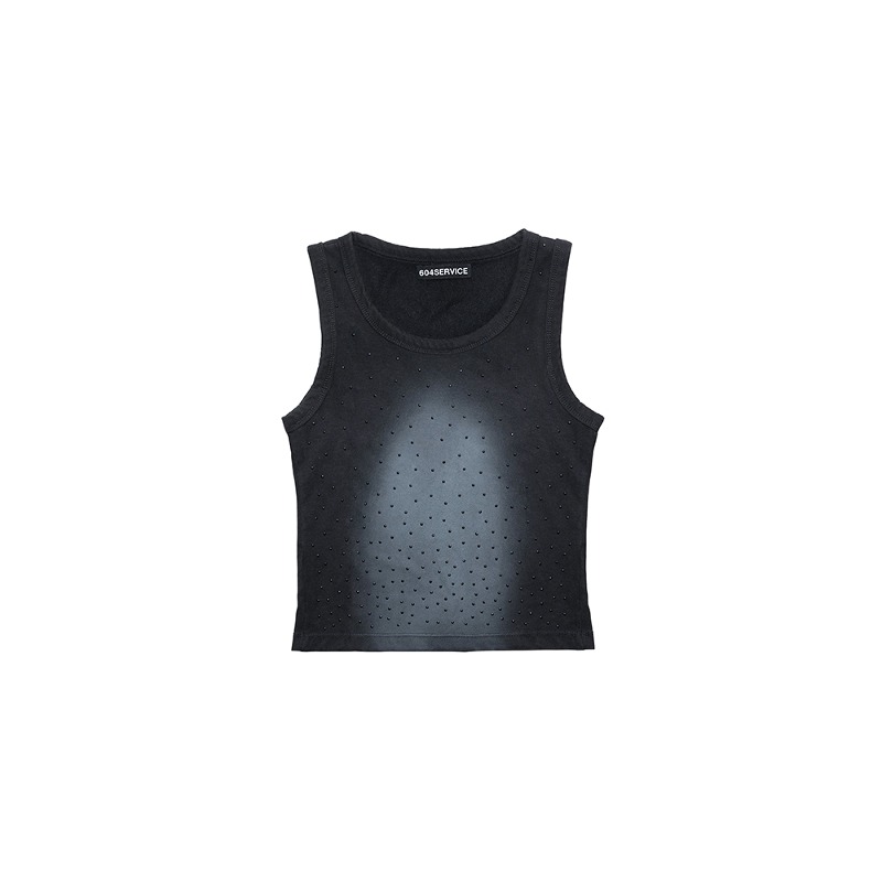 [604SERVICE : 604서비스] CAPSULE ONYX SLEEVELESS TOP IN WASHED BLACK