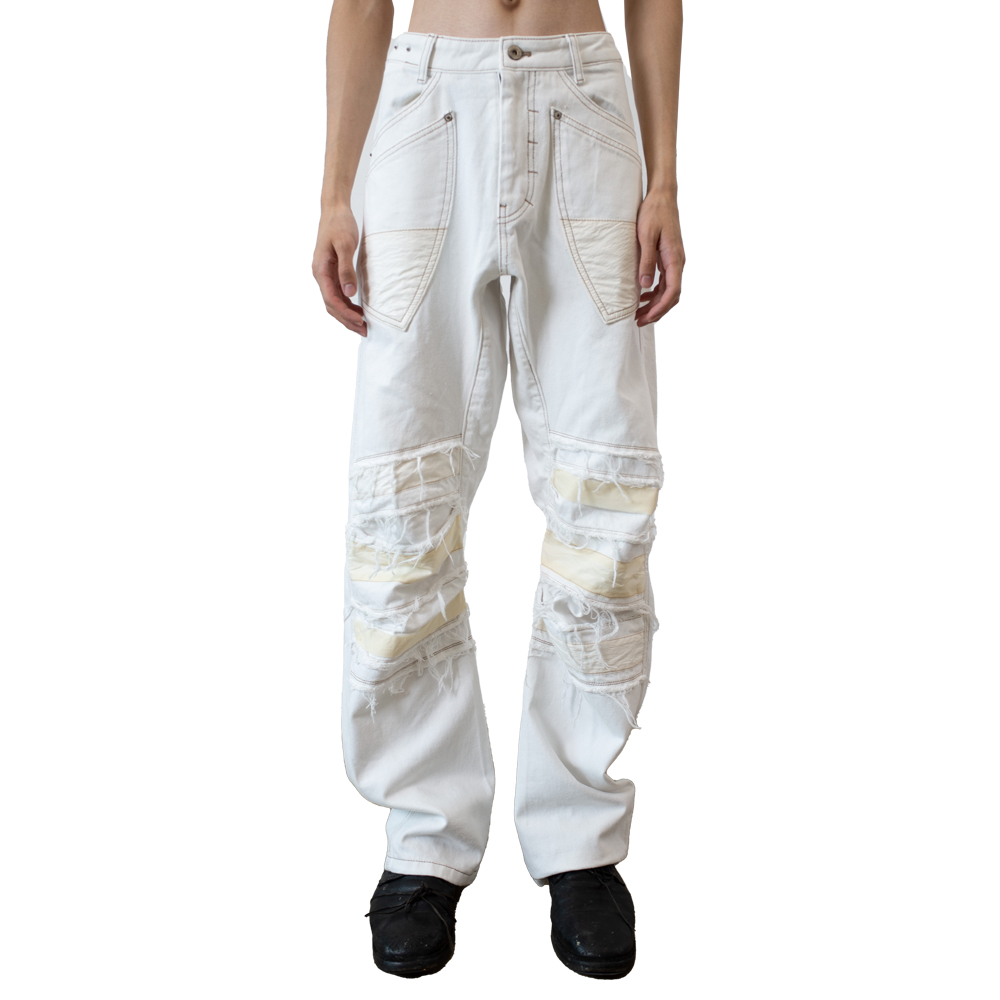 [CARNET ARCHIVE : 카르넷 아카이브] HUMAN-SHELL DESTROYED TROUSERS WHITE