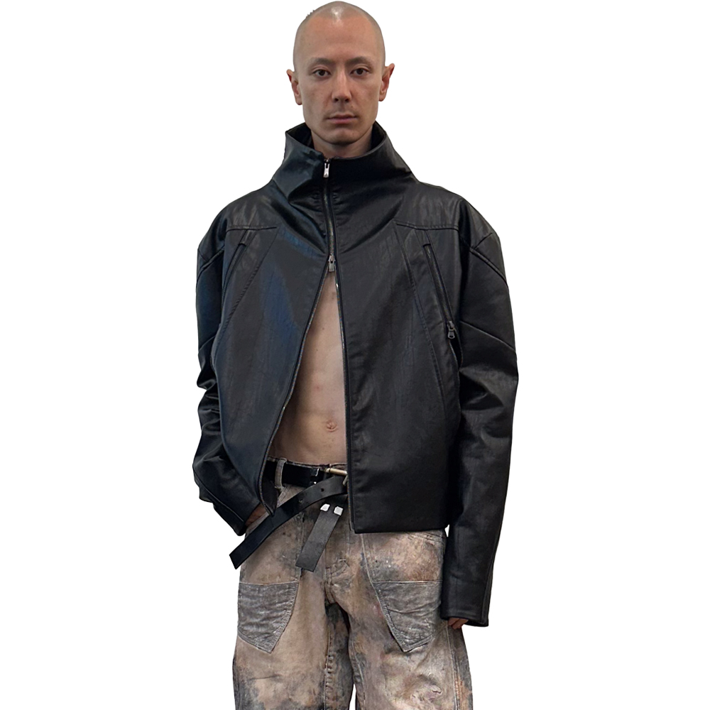 CARNET ARCHIVE : 카르넷 아카이브] NAIL LEATHER JACKET BLACK - SAMPLAS