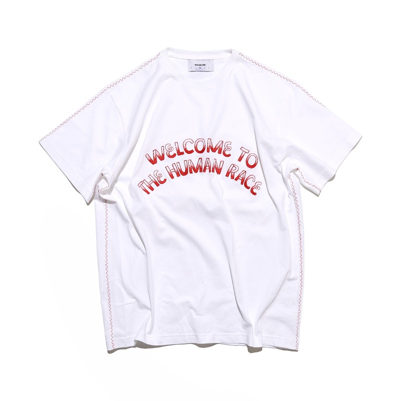 [MANKIND : 맨카인드] FOUNDNESS Zigzag Stitch Detail T-shirt White