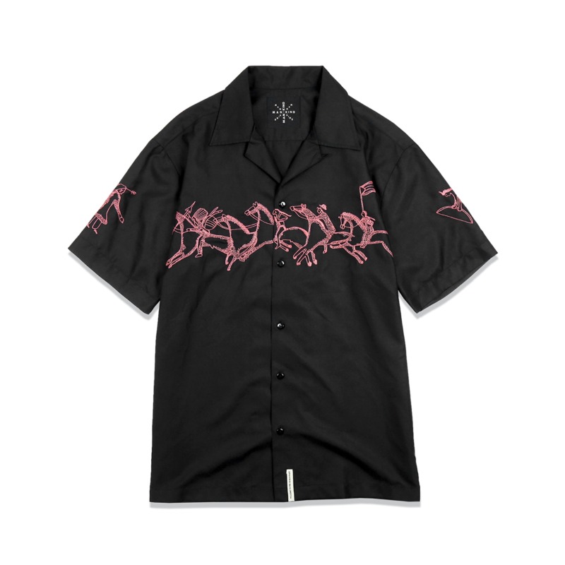 [MANKIND : 맨카인드] MUSKET Artwork Embroidery Short Sleevs Shirt Black