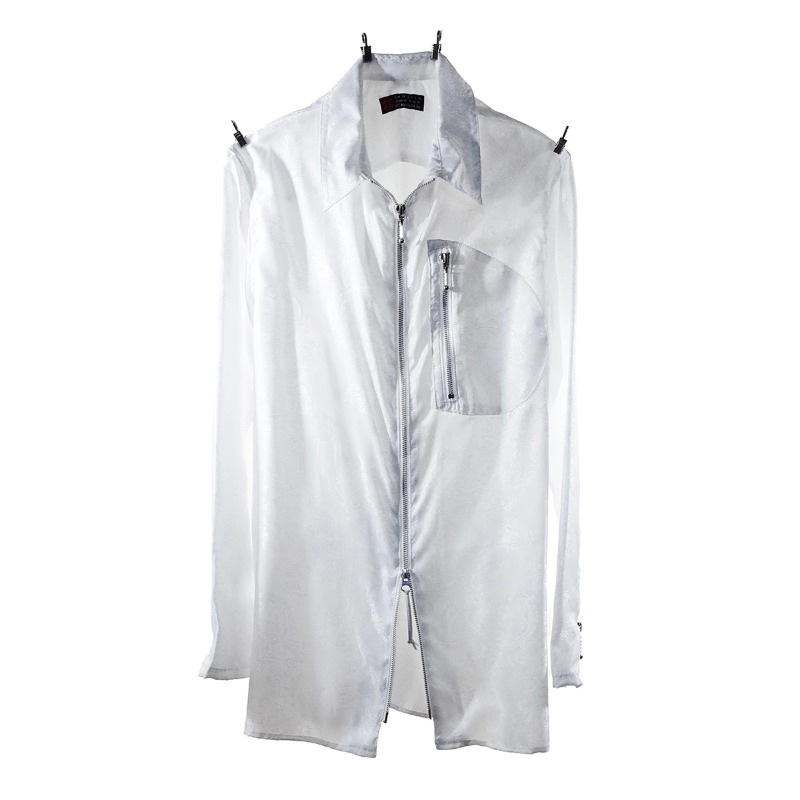 [HOMME BOY CO : 옴므보이] Mod. 4B Paisley Pattern D-Pocket 2way Zip Shirt White