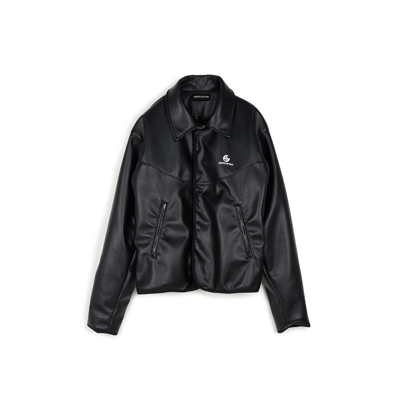 [SUNDAY OFF CLUB : 선데이 오프 클럽]  S Logo Faux Leather Boa Fleece Jacket
