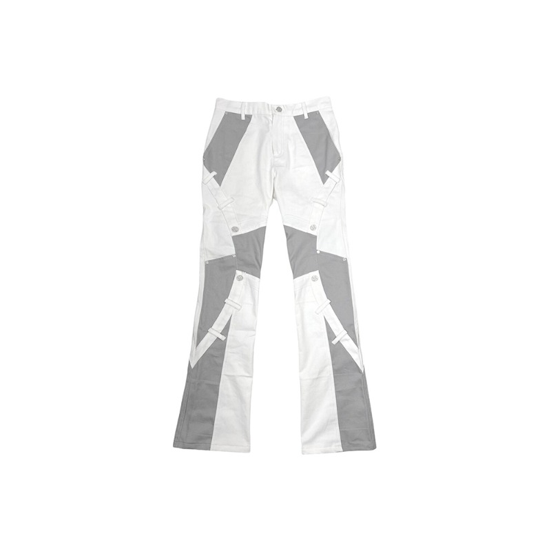[SURGERY : 써저리] Surgery Belt Ring Boot-Cut Pants &#039;White/Light Grey&#039;