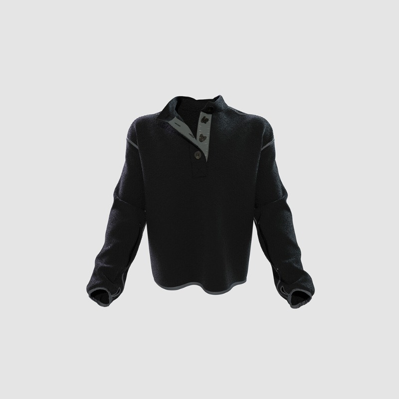[UNTITLED : 언타이틀드] TITLE Button point fleece pullover black