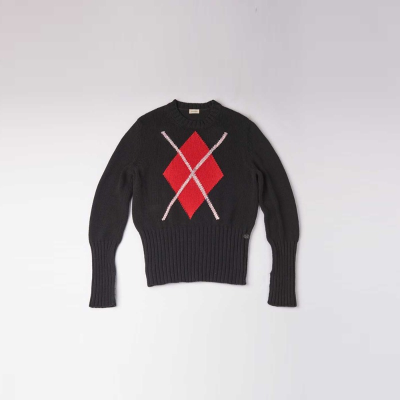 [STEFAN COOKE : 스테판 쿡] Argyle turn-up cotton sweater black