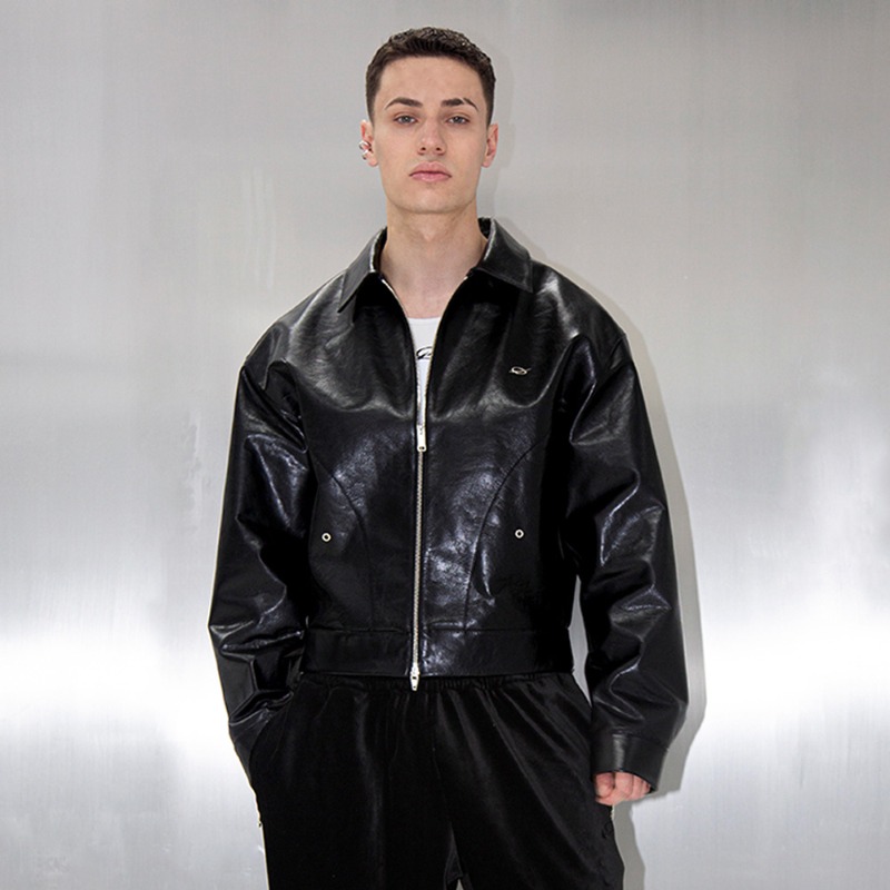 [51PERCENT : 51percent] Bulky Leather Jacket - Black
