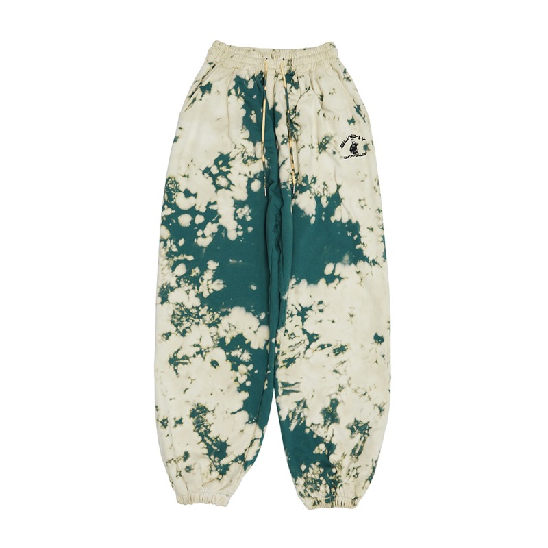 [SUNDAY OFF CLUB : 선데이오프클럽]  Bleach Tie-Dye War Kid Sweatpants - Green