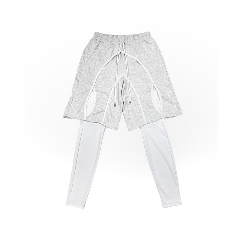 [SURGERY : 써저리] surgery curve layered shorts leggings &#039;white Melange&#039;