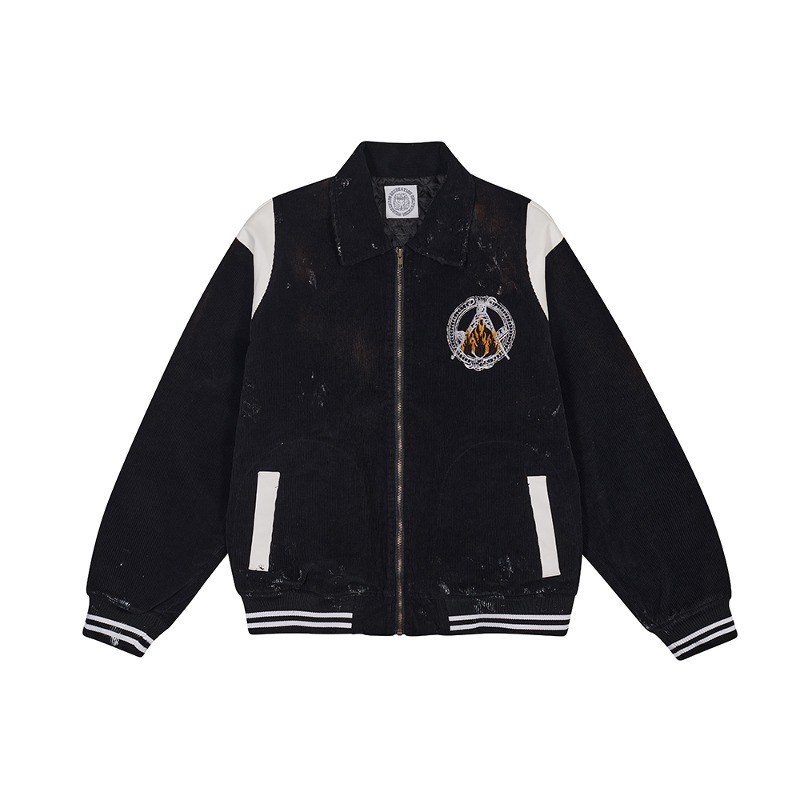 [SOMEIT : 써밋] HOLLYMASON Vintage corduroy varsity jacket black