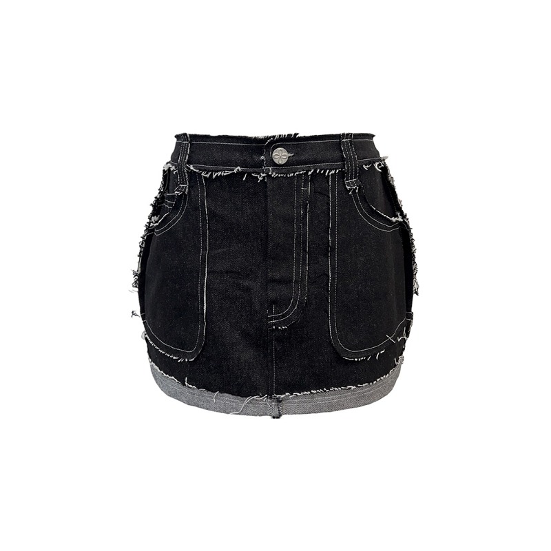[SURGERY : 써저리] dekki mini skirts pants &#039;black denim&#039;