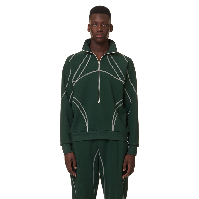 [SAUL NASH : 사울 내쉬] Rituals oversized half-zip pullover forest green
