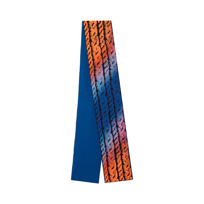 [AGR : 에이지알] Twisted cable texture digital artwork wool jacquard muffler orange blue