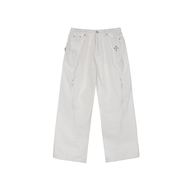 [SURGERY : 써저리] surgery oblique line conceal cargo jeans &#039;white&#039;