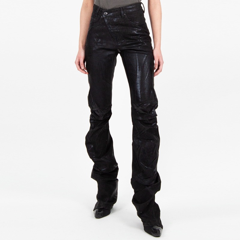 [OTTOLINGER : 오토링거] 3D Draped denim pants coated black