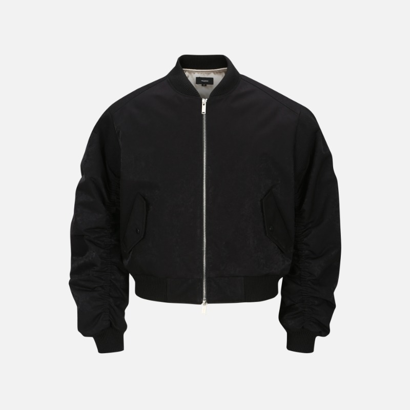 [Meantime : 민타임] &#039;Panopticon&#039; 3D quilted embroidery WR Functional 2L bomber velour black