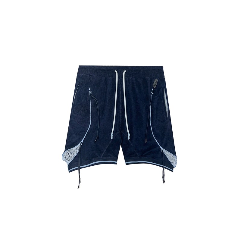 [SAUL NASH : 사울 내쉬] Transformable hidden zip vent mesh panel toweling shorts navy