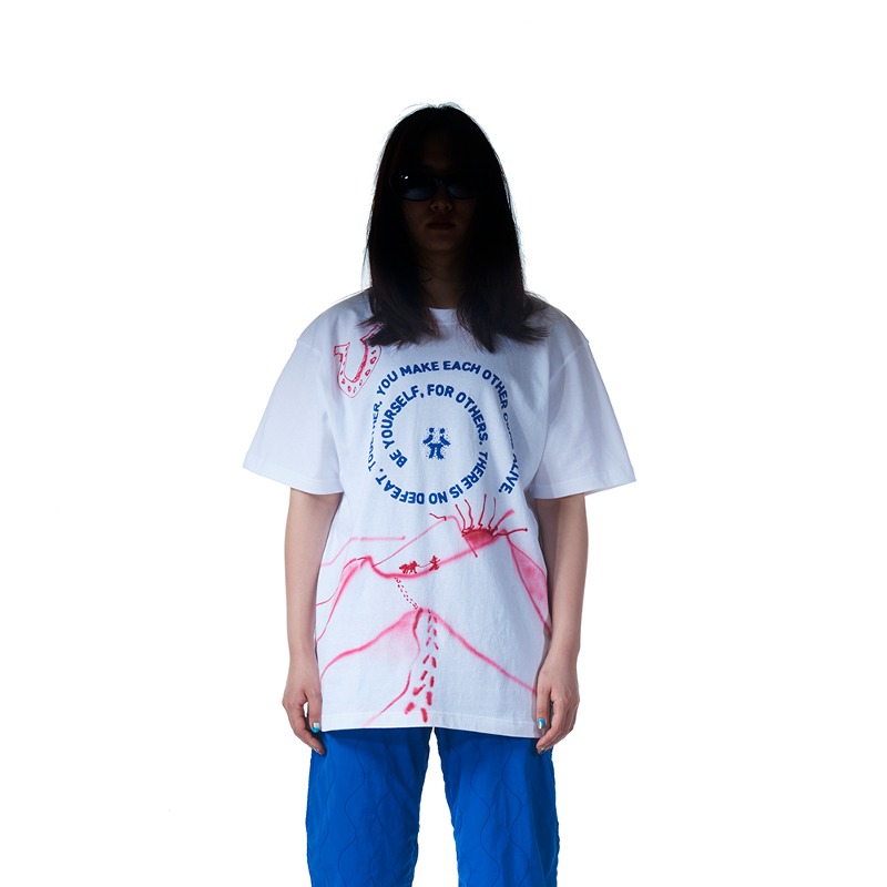[WAVE OF SAND : 웨이브 오브 샌드] Hand painted artwork dirty look t-shirt