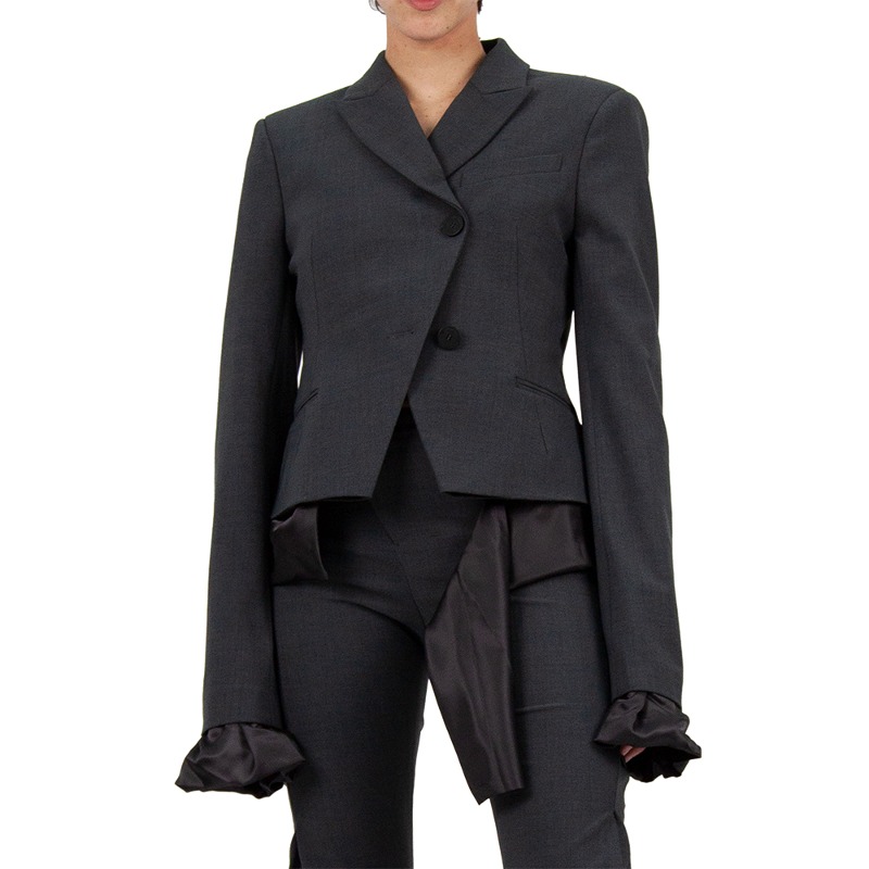 [OTTOLINGER : 오토링거] Woven fitted crop blazer anthracite