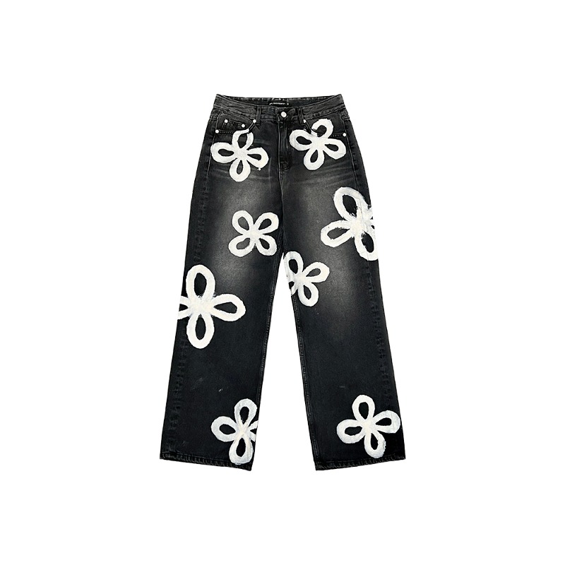 [SURGERY : 써저리] surgery painted clover jeans &#039;black denim&#039;