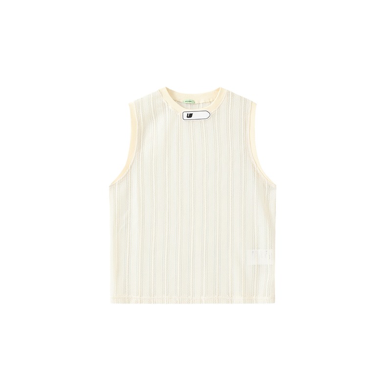 [UMAMIISM : 우마미즘] U logo neck band hollow summer cotton knit vest