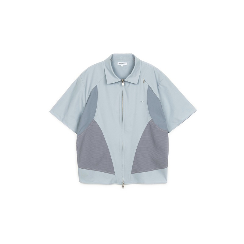[ANOTHER YOUTH : 어나더유스] 002-23 panel half shirts - blue grey