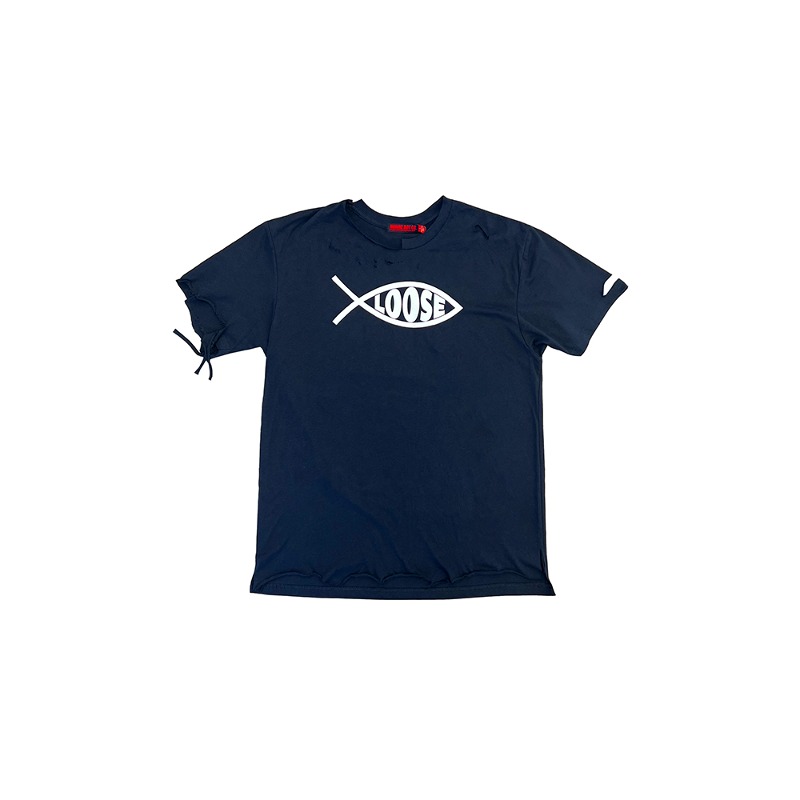 [HOMME BOY CO : 옴므보이] Tee. 28B “Loose Fish” hand distressed t-shirt black
