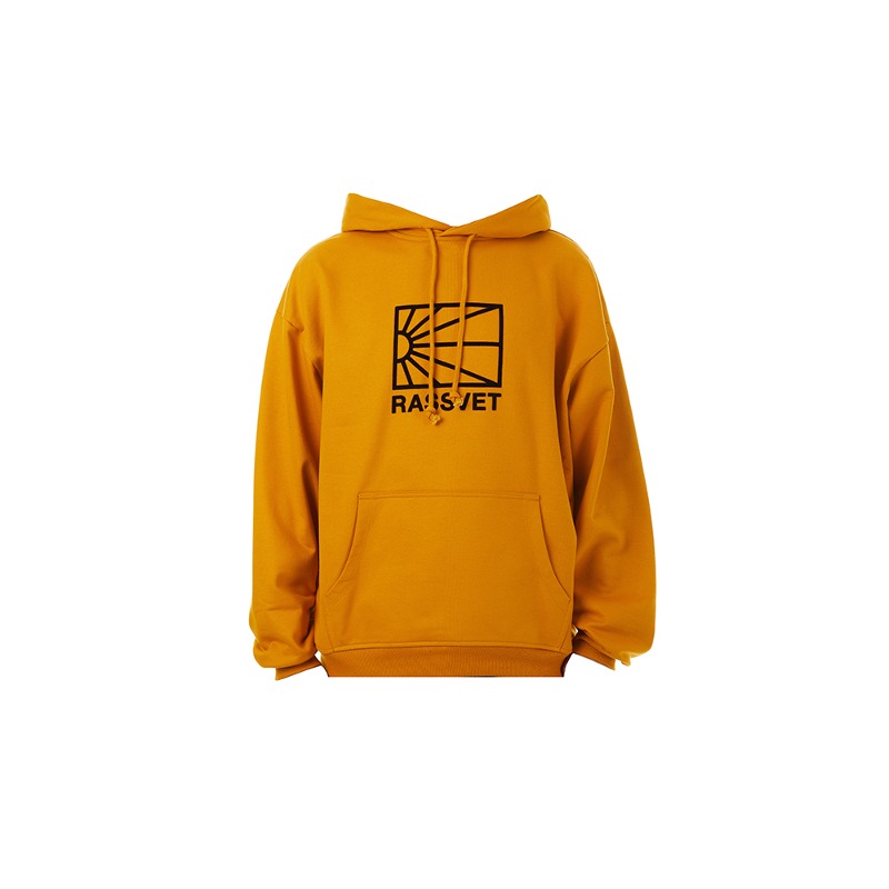 [RASSVET : 라스벳] RASSVET big logo velvet artwork hoodie mustard