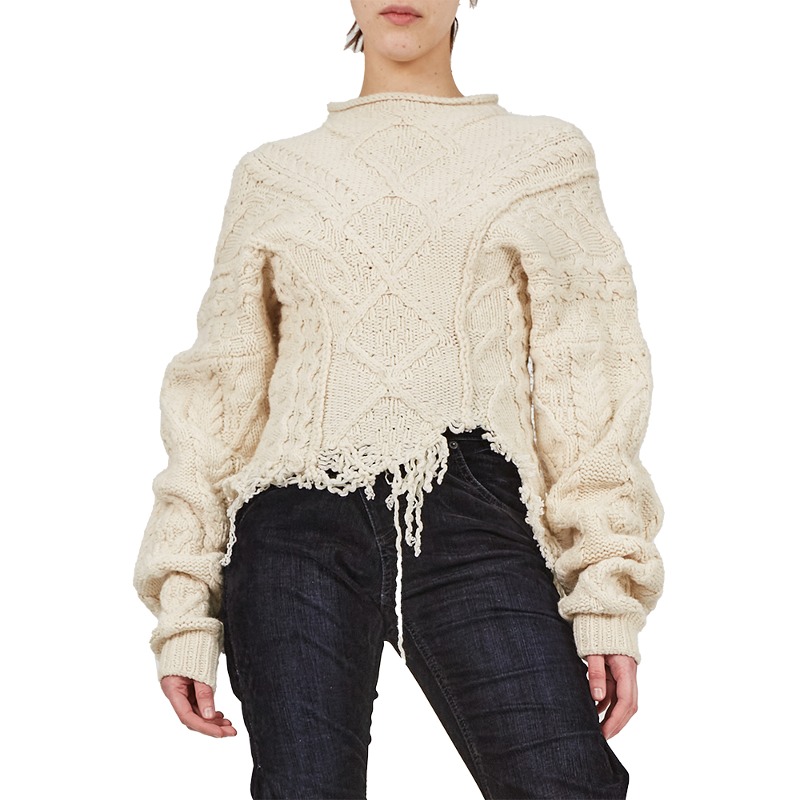 [OTTOLINGER : 오토링거] Deconstructed Handknit Sweater White