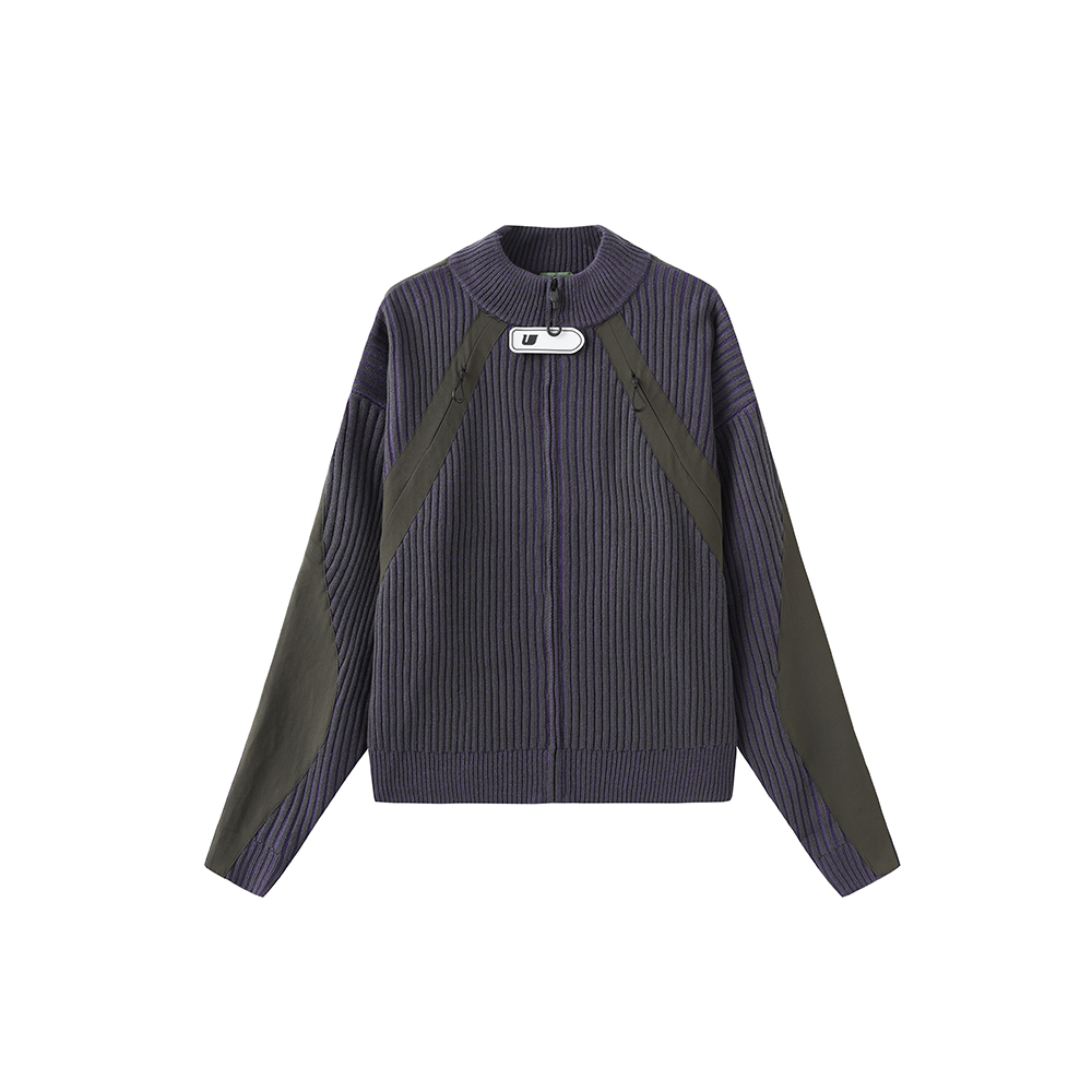 [UMAMIISM : 우마미즘] Grey &amp; Violet gradation zip-up outdoor sweater