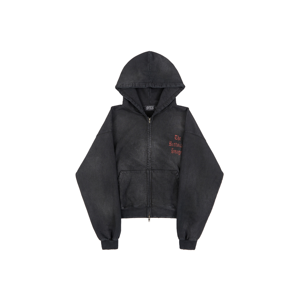[SUNDAYOFFCLUB : 선데이오프클럽] The Restrained Hunger Heavy Terry Zip Up Hoodie - Washed Black
