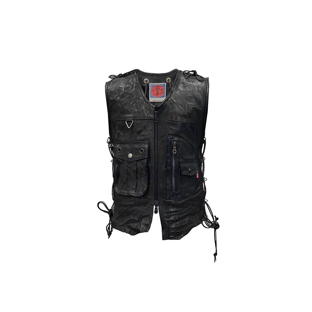 [HOMME BOY CO : 옴므보이] Archive Mod.28 Hand distressed raw edge leather vest black