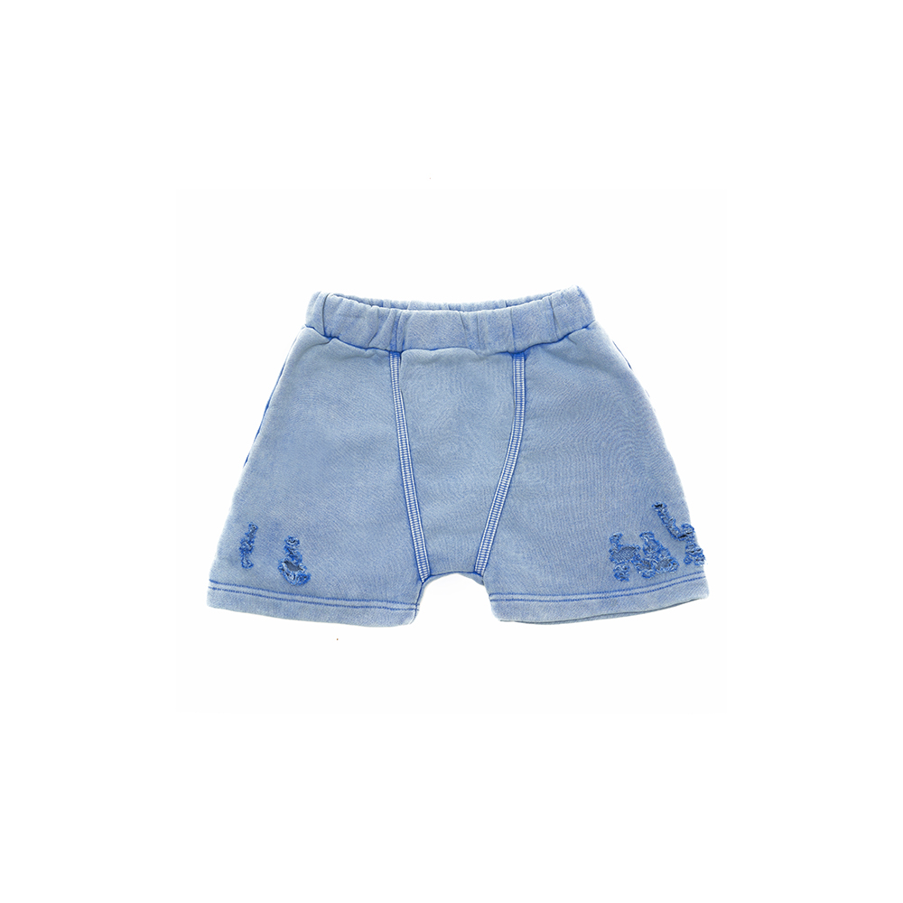 [604SERVICE : 604서비스] DISTRESSED SHORTS PIGMENT WASHED BLUE