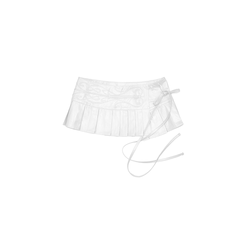 [BONNAE : 본네] EMBROIDERED PLEATED SKIRT WHITE