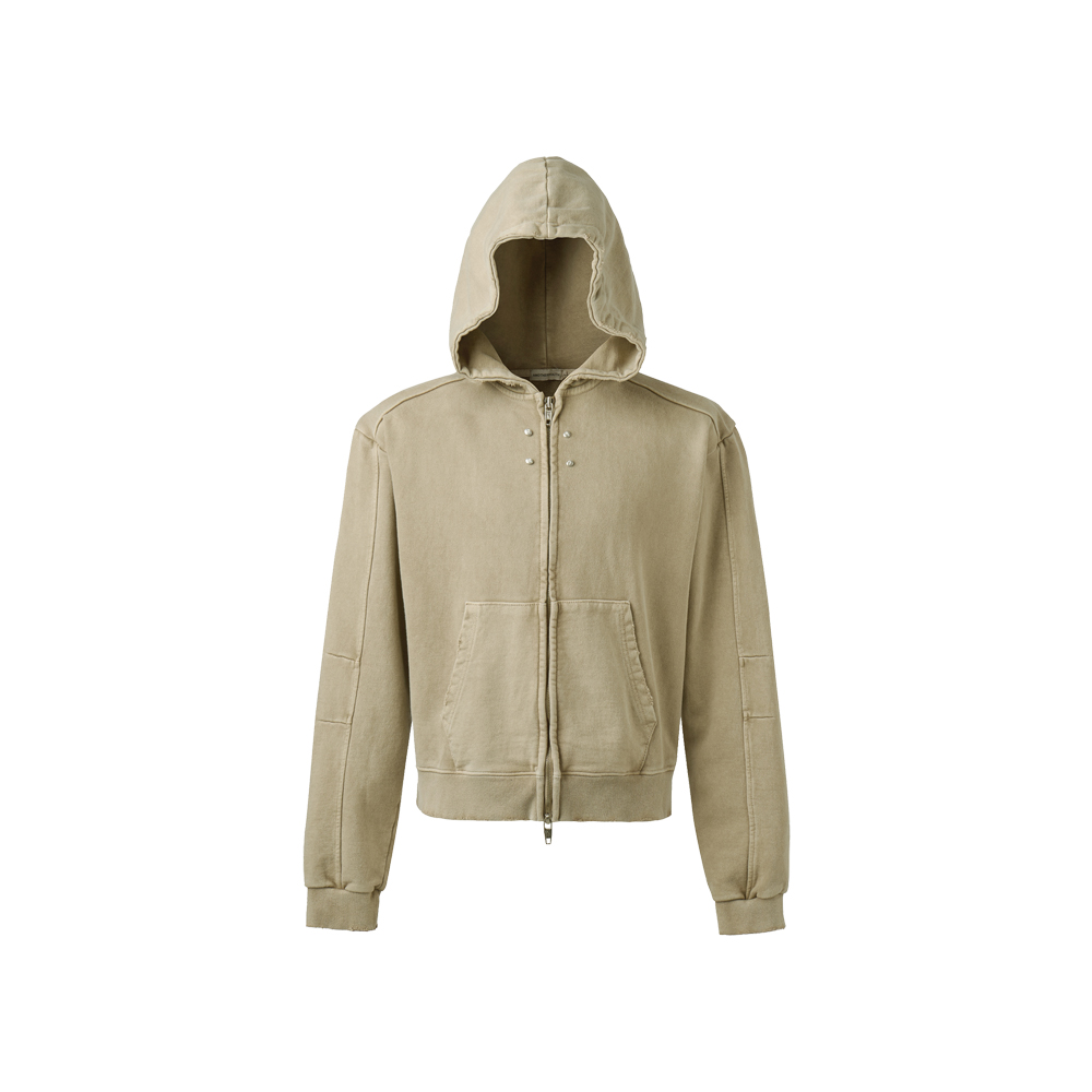 [ANOTHER YOUTH : 어나더유스] OVERDYED CROP ZIP-UP HOODIE WASHED BEIGE
