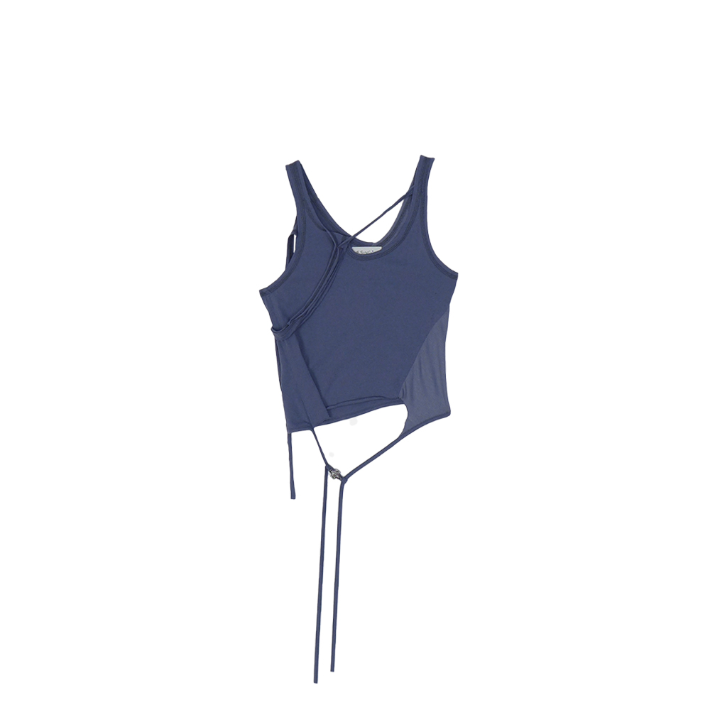 [AE SYNCTX : 에이시넥틱스] TRIMMED SLEEVELESS TOP ASH BLUE