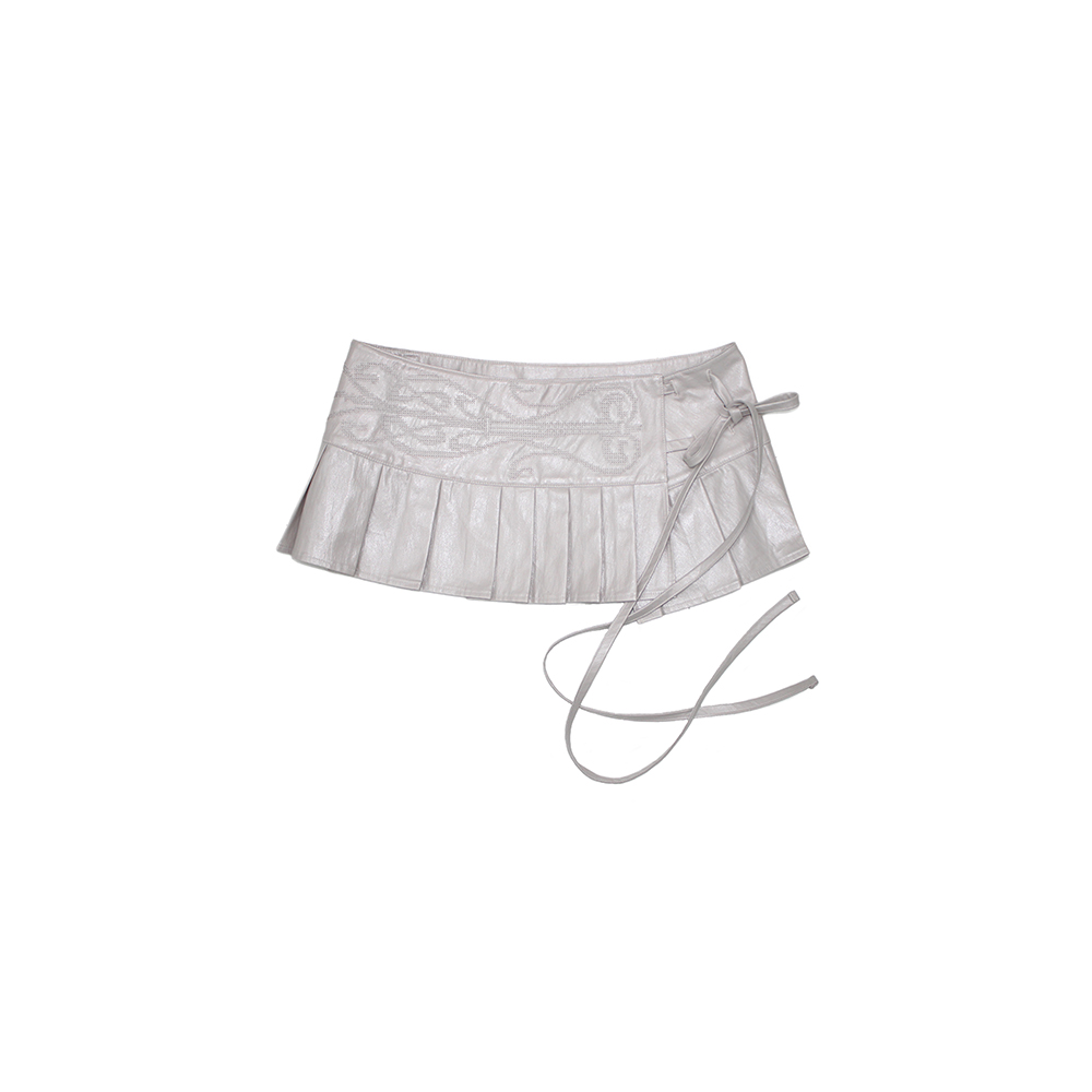 [BONNAE : 본네] EMBROIDERED PLEATED SKIRT PINK