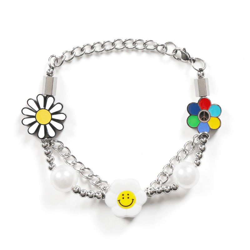 SALUTE : 살루트] Flower Anarchy Pearl Charms Necklace - SAMPLAS