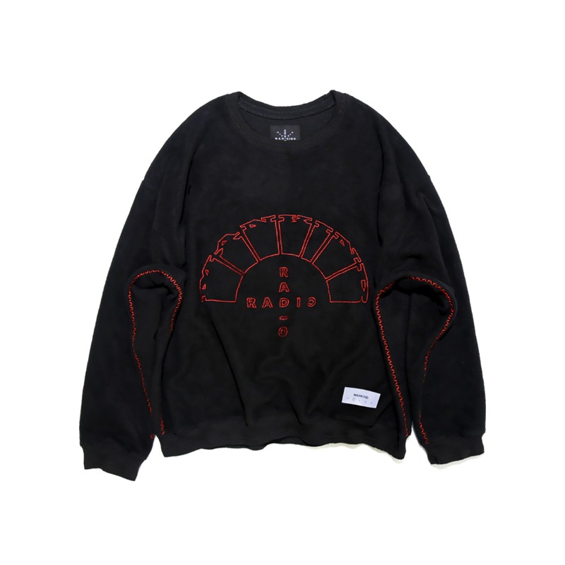 [MANKIND : 맨카인드] &#039;MANKIND RADIO&#039; Artwork Embroidery Heavy Weight Fleece Sweatshirt Black