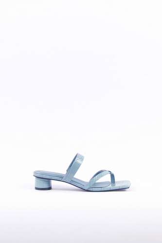 Mirabelle Sandals Leather Sky Blue Croccoblanc sur blanc blanc sur blanc 블랑수블랑 디자이너 슈즈