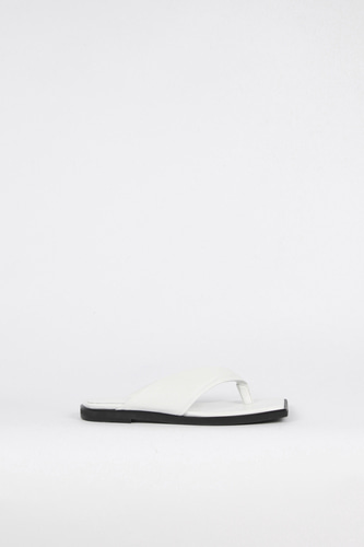 Nadia Flip-Flop Leather Slides Whiteblanc sur blanc blanc sur blanc 블랑수블랑 디자이너 슈즈