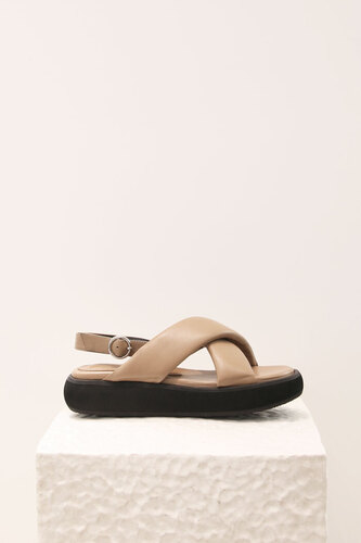 Aria Flatform Sandals Leather Beigeblanc sur blanc blanc sur blanc 블랑수블랑 디자이너 슈즈