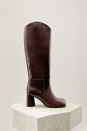 Luna Long Boots Brownblanc sur blanc blanc sur blanc 블랑수블랑 디자이너 슈즈