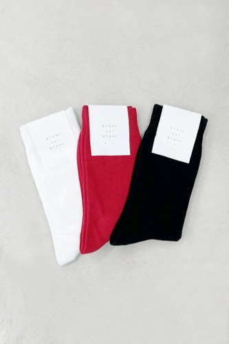 *SET* Cotton Blend Socks [3 pcs - black / red / off-white]blanc sur blanc blanc sur blanc 블랑수블랑 디자이너 슈즈
