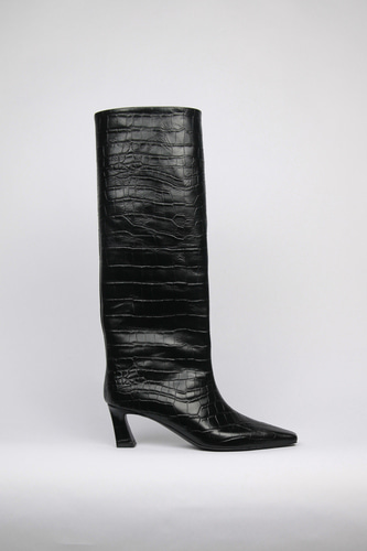 Mia Boots Leather Black Crocoblanc sur blanc blanc sur blanc 블랑수블랑 디자이너 슈즈