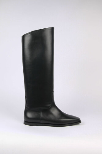 [Exclusive] Hervé Long Boots Leather Blackblanc sur blanc blanc sur blanc 블랑수블랑 디자이너 슈즈