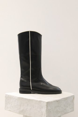 Karina Boots Leather Blackblanc sur blanc blanc sur blanc 블랑수블랑 디자이너 슈즈