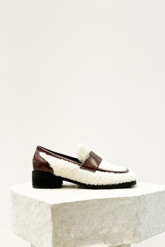 Madison Loafers Leather Shearling Ivory / Brownblanc sur blanc blanc sur blanc 블랑수블랑 디자이너 슈즈