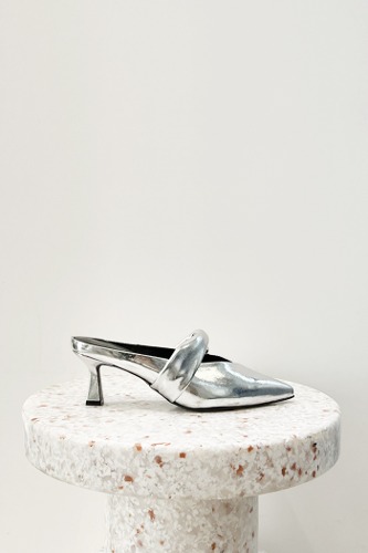 Anna Mules 6cm Heels Lamb Skin Silverblanc sur blanc blanc sur blanc 블랑수블랑 디자이너 슈즈
